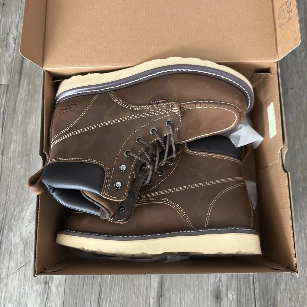 Men's Skechers Kadmiel Bennot Work‎ Boot Brown 200180 Size US 10.5